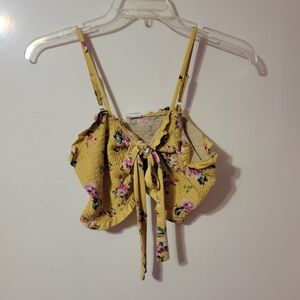 No Boundaries Yellow Floral Crop Top